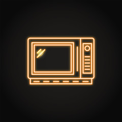 Neon microwave oven icon in line style