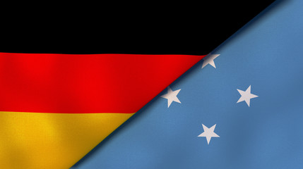The flags of Germany and Micronesia. News, reportage, business background. 3d illustration