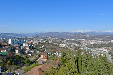 top view of the panorama of the southern mountain city