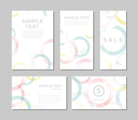 Fototapeta na wymiar Watercolor circles banner set. Backgrounds for business card, poster, banner or flyer. Vector. 水彩円形パターンセット 