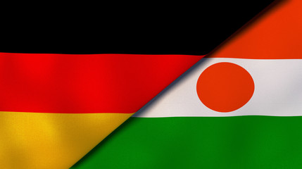 The flags of Germany and Niger. News, reportage, business background. 3d illustration