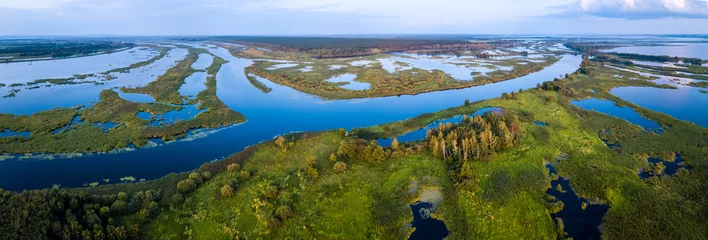 Foto op Plexiglas Aerial view of the river of Kama and its wetlands. Russia © Dudarev Mikhail