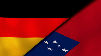 The flags of Germany and Samoa. News, reportage, business background. 3d illustration
