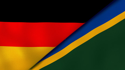 The flags of Germany and Solomon Islands. News, reportage, business background. 3d illustration