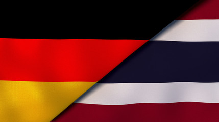 The flags of Germany and Thailand. News, reportage, business background. 3d illustration