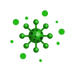 3d Coronavirus Bacteria Cell Icon, 2019-nCoV Novel Coronavirus Bacteria. No Infection and Stop Coronavirus Concepts. Dangerous Coronavirus Cell in China, Wuhan. Isolated Vector Icon