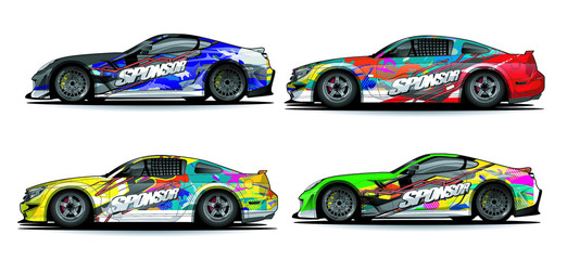 Fototapeta premium set of vehicle graphic kit vector. Modern abstract background for car wrap branding and automobile sticker decals livery 