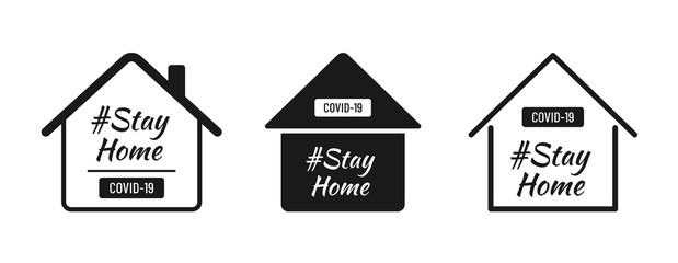 Stay home monochrome vector illustration isolated on white background. Coronavirus prevention. Keep calm and stay at home