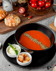 tomato soup on the table