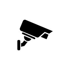 Surveillance camera or security camera icon logo design black symbol isolated on white background. Vector EPS 10.