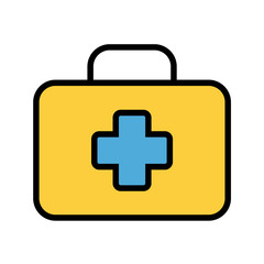 first aid kit case lineal color vector icon isolated on white. first aid kit flat icon for web, mobile and user interface design. medical healthcare business concept