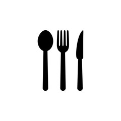 Spoon fork knife icon logo design black symbol isolated on white background. Vector EPS 10.