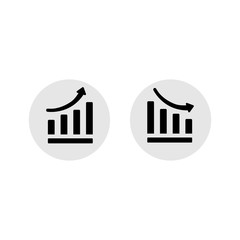 Growth graph, business decline graph or diagram with arrow up, down icon design black symbol isolated on white background. Vector EPS 10.