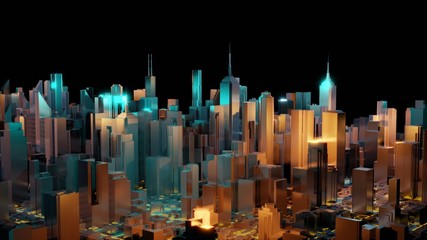 3D image render, Aerial view of cityscape background. 3d rendering.