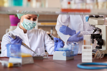Microbiologist working in lab