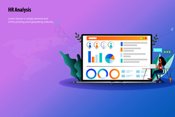 Human Resources Concept, HR officer is working to analyze the data on the screen of laptop to recruit a new staff or analyze a performance of employee.