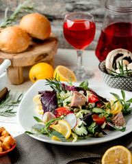 tuna salad with vegetables on the table