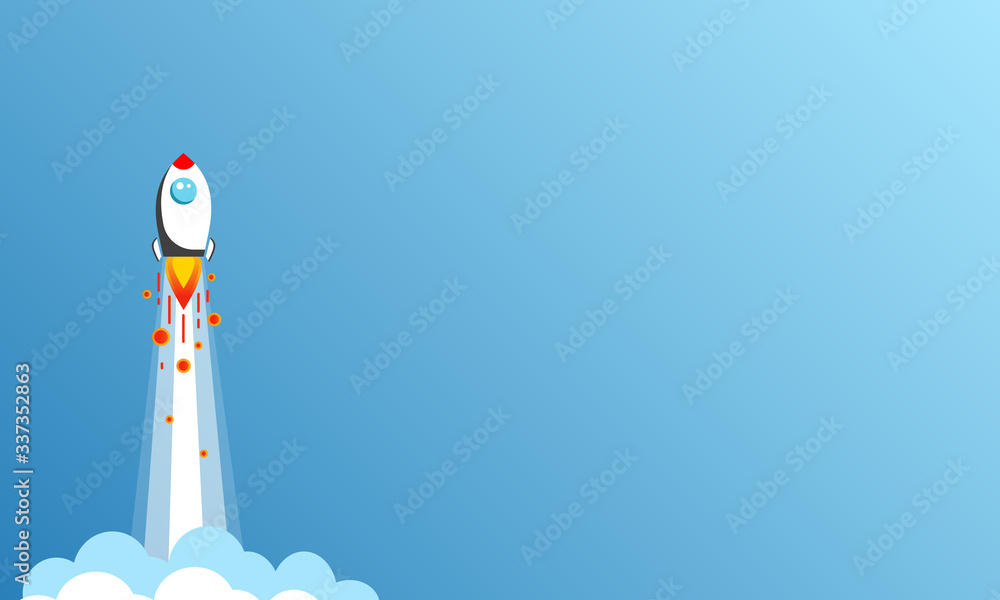 Poster rocket or spaceship icon flat vector logo design modern colour symbol isolated background. vector ep