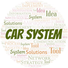 Car System typography vector word cloud.