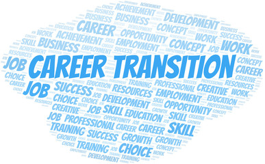 Career Transition typography vector word cloud.