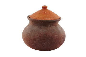 clay pot isolated on white background