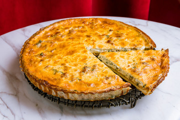 quiche Lorraine with mushrooms and bacon