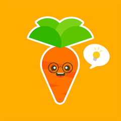 sad carrot character. Vector modern trendy flat style cartoon illustration icon design. Isolated on color background. Carrot character concept