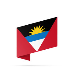 Antigua and Barbuda flag state symbol isolated on background national banner. Greeting card National Independence Day of Republic of Antigua and Barbuda. Illustration banner with realistic state flag.