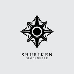 Obraz premium ninja shuriken black solid icon modern design, isolated on white background. flat style for graphic design template. suitable for logo, web, UI, mobile app. vector illustration