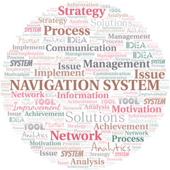 Navigation System typography vector word cloud.