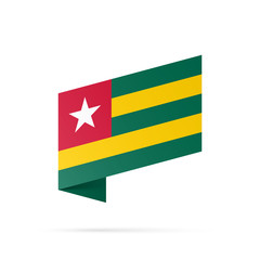 Togo flag state symbol isolated on background national banner. Greeting card National Independence Day of the Togolese republic. Illustration banner with realistic state flag.