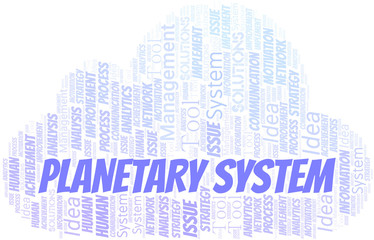 Obraz premium Planetary System typography vector word cloud.