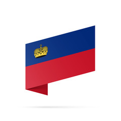 Liechtenstein flag state symbol isolated on background national banner. Greeting card National Day of the Principality of Liechtenstein. Illustration banner with realistic state flag of microstate.