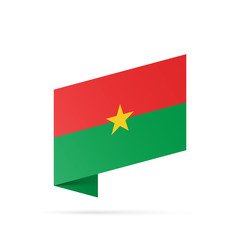 Burkina Faso flag state symbol isolated on background national banner. Greeting card National Independence Day of the Republic of Burkina Faso. Illustration banner with realistic state flag.