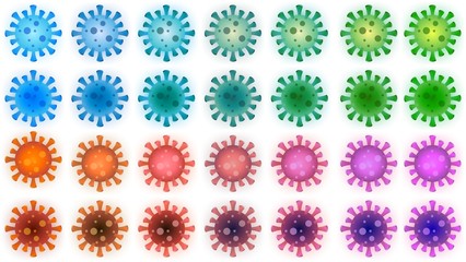 Coronavirus 2019-nCov novel coronavirus illustration in many color. Dangerous asian ncov corona virus, SARS pandemic risk.