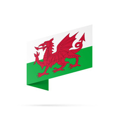 Wales flag state symbol isolated on background national banner. Greeting card National Day of the Republic of Wales. Illustration banner with realistic flag. Country that is part of the United Kingdom