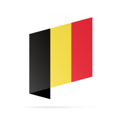 Belgium flag state symbol isolated on background national banner. Greeting card National Independence Day of the Kingdom of Belgium. Illustration banner with realistic state flag.