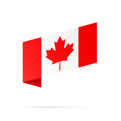 Canada flag state symbol isolated on background national banner. Greeting card National Independence Day of the Republic of Canada. Illustration banner with realistic state flag.