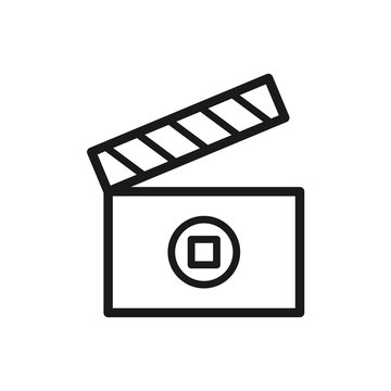 vector of clapper icon, movie clip icon with media player button icon