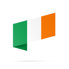 Ireland flag state symbol isolated on background national banner. Greeting card National Independence Day of the Republic of Ireland. Illustration banner with realistic state flag.