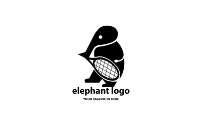 The elephant sport design concept holds a tennis racket and badminton	
