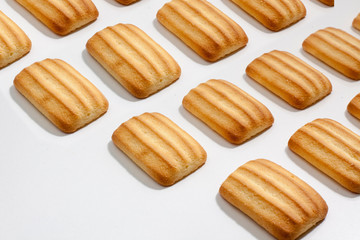 Biscuits isolated on white background. Sweet biscuits. Close up.
