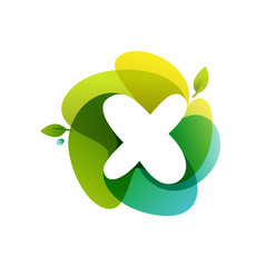 Letter X ecology logo on swirling overlapping shape.