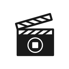 Fototapeta na wymiar vector of clapper icon, movie clip icon with media player button icon