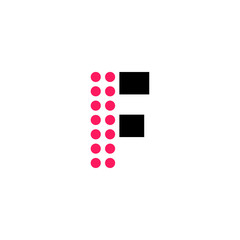 Red Dots Geometric Vector Logo Letter F