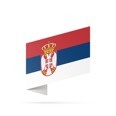 Serbia flag state symbol isolated on background national banner. Greeting card National Independence Day of the Republic of Serbia. Illustration banner with realistic state flag.