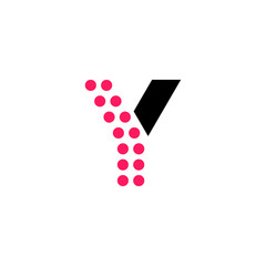 Red Dots Geometric Vector Logo Letter Y