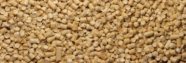 sawdust pellets macro. Wood pellets close up. The cat litter.
