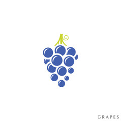 Blue grapes. Logo. Isolated grapes on white background
