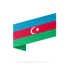 Azerbaijan flag state symbol isolated on background national banner. Greeting card National Independence Day of the Republic of Azerbaijan. Illustration banner with realistic state flag.